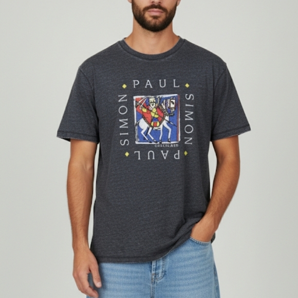 Paul Simon Merch Quiet Celebration Tour Men's Graphic Grey T-shirt Size L Soft - Picture 1 of 14